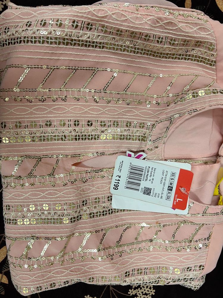 Peach Embroidered Kurta