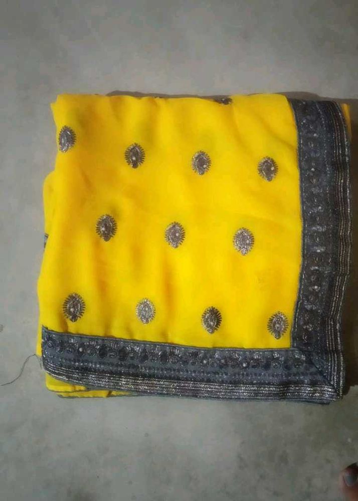 Yellow Saree With Petico