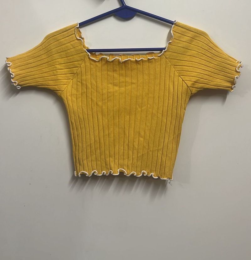 Mustard Ribbed Crop Top