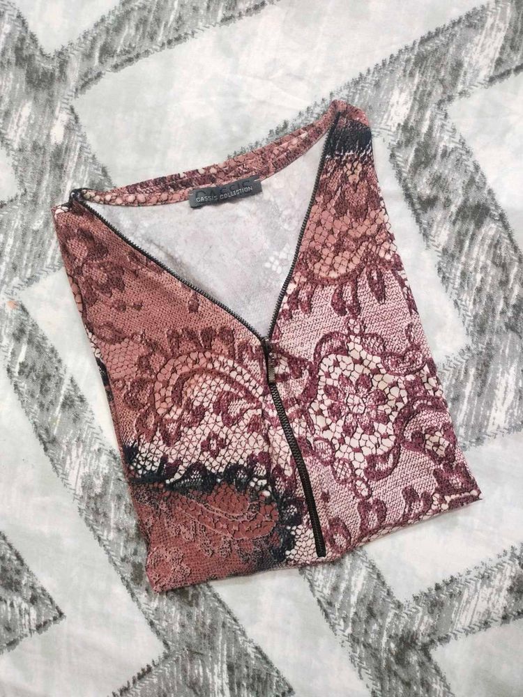 Animal Print Zip Top