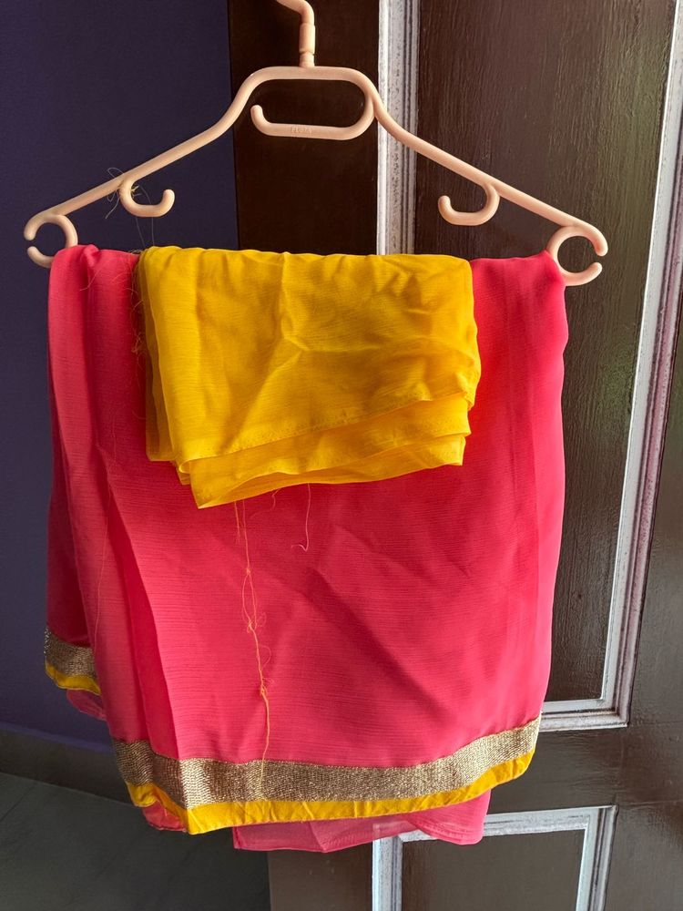 Peachish Pink Saree