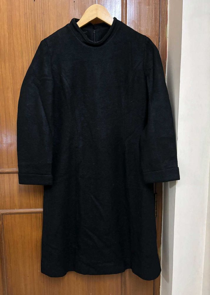 Winter Warm Black Midi Dress