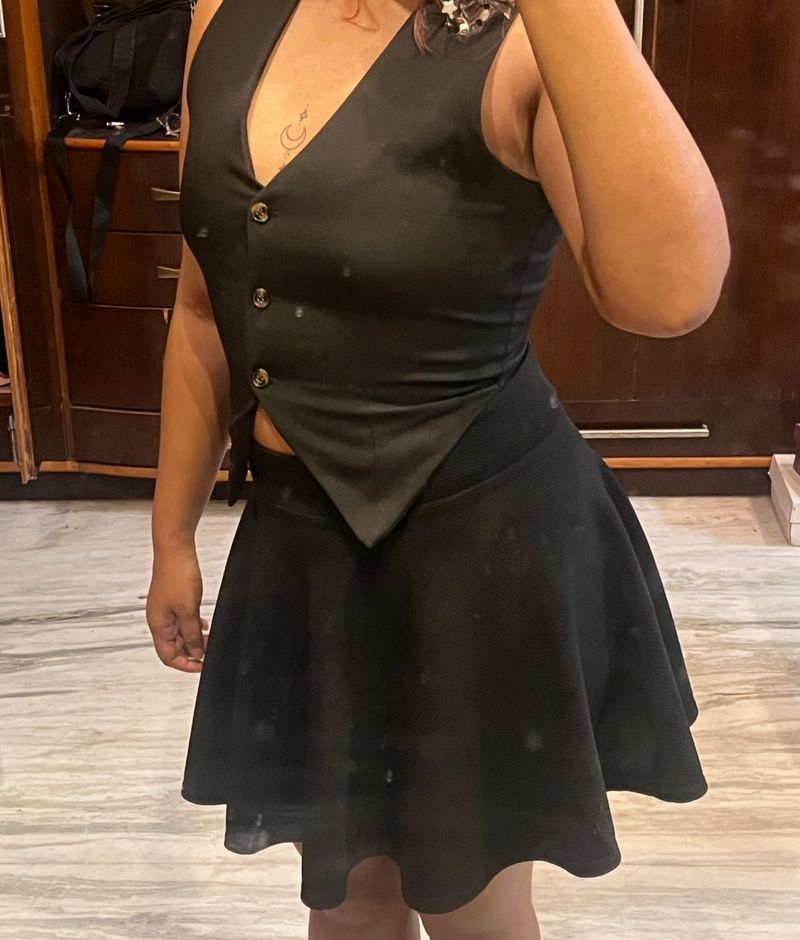 Black Vest &amp; Skirt Set