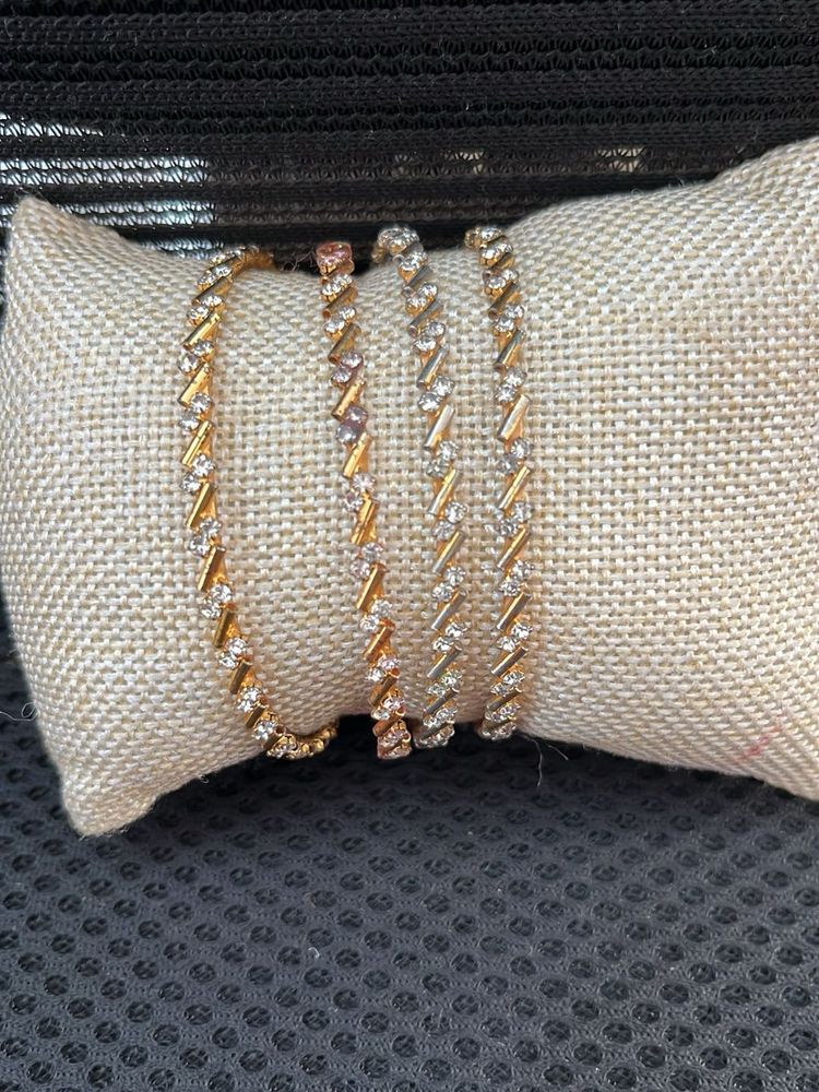 diamond studd Gold Tone Bangle size 2’4