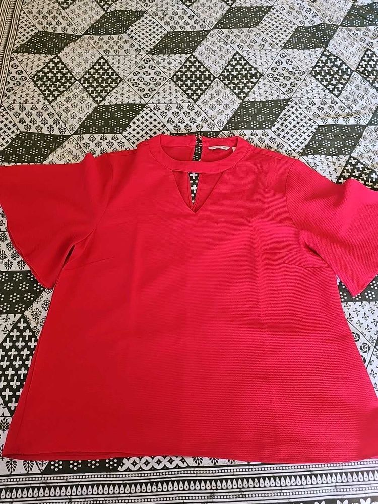 Red Top with Cutout neck and bell sleeves