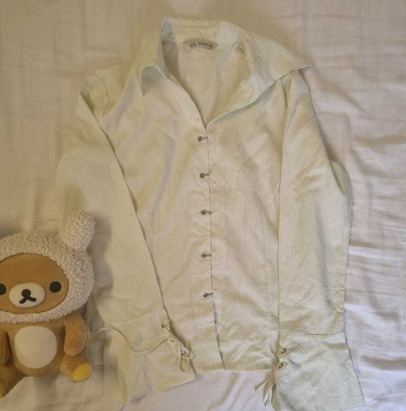 Vintage Fairycore Fitted Pastel Green Shirt