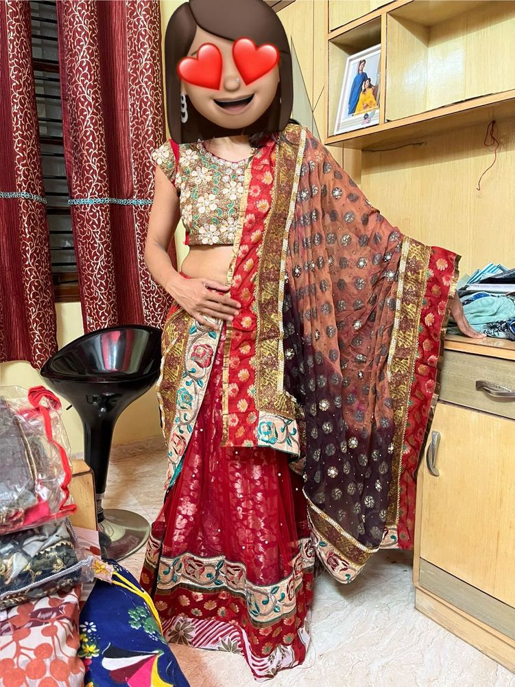 Red Three Piece Lehenga