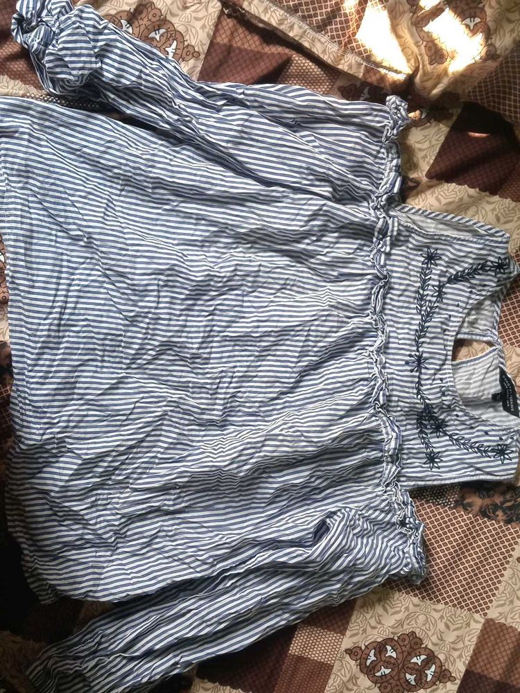 Striped Embroidered Top
