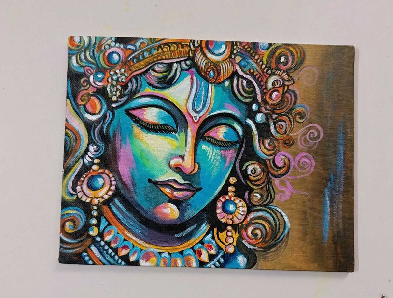 Abstract Krishna Canvas Painting