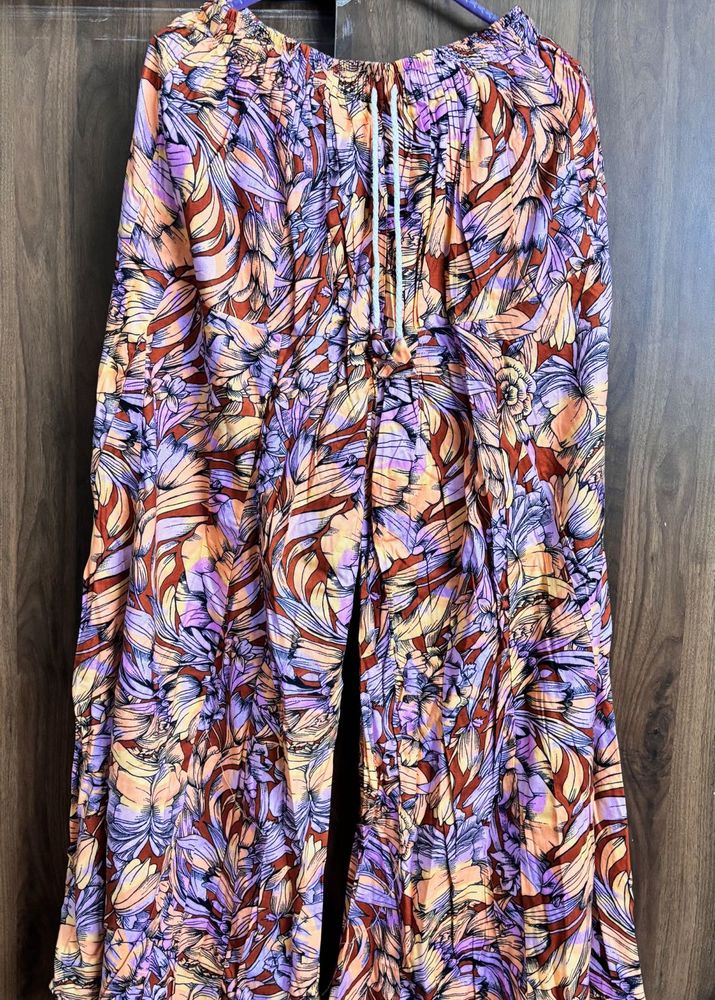 Floral Print Wide Leg Pants