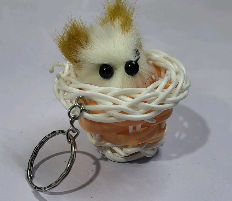 cute dog in a bucket keychain