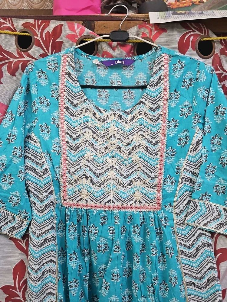 Libas Printed Kurta Pillzo Set With Dupatta Size M