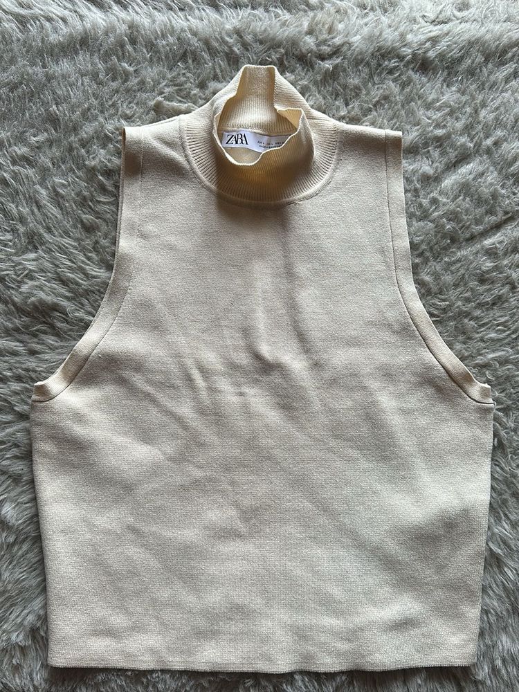 Beige Turtle Neck Top