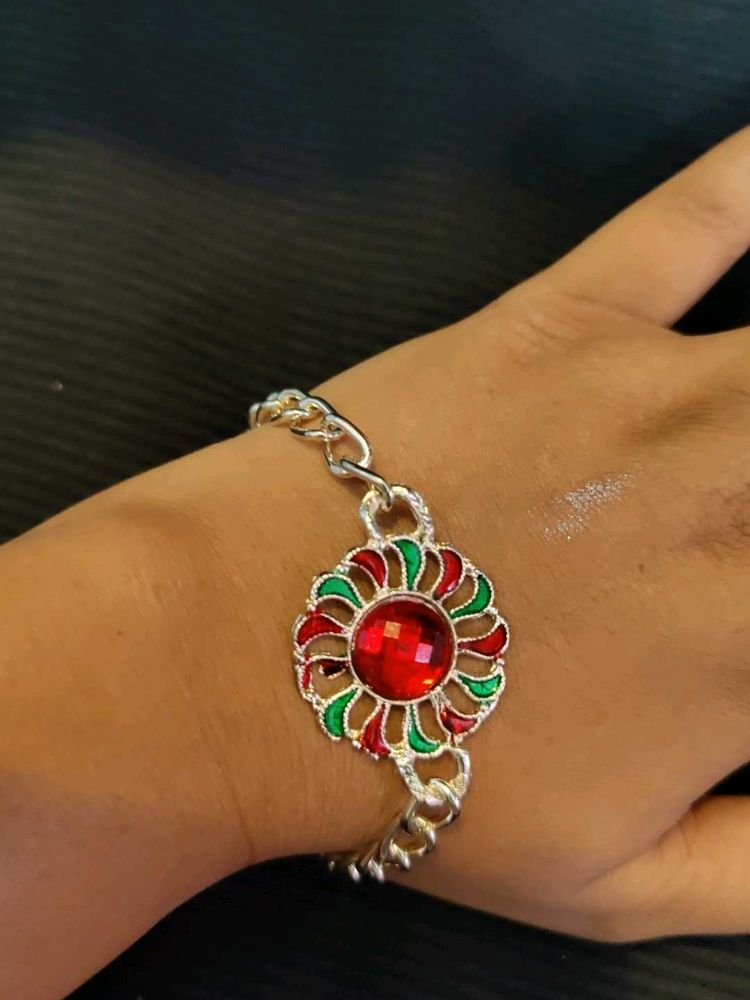 Floral Sun Statement Silver Bracelet