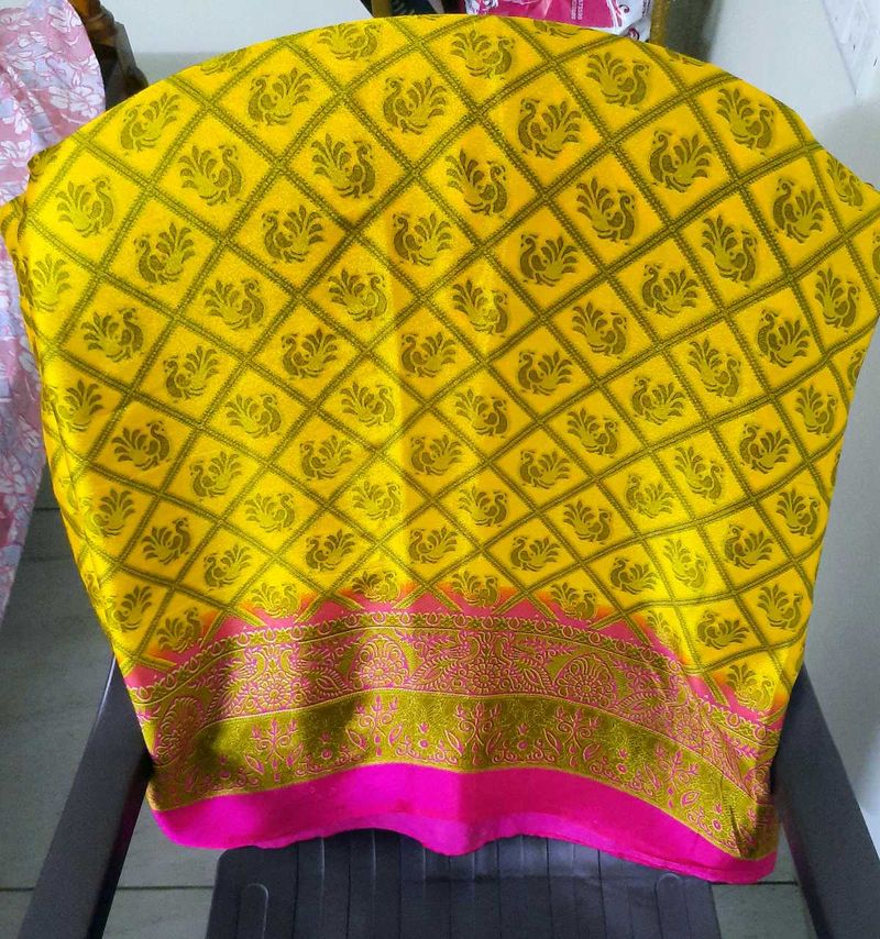 Yellow &amp; Pink Ethnic Saree