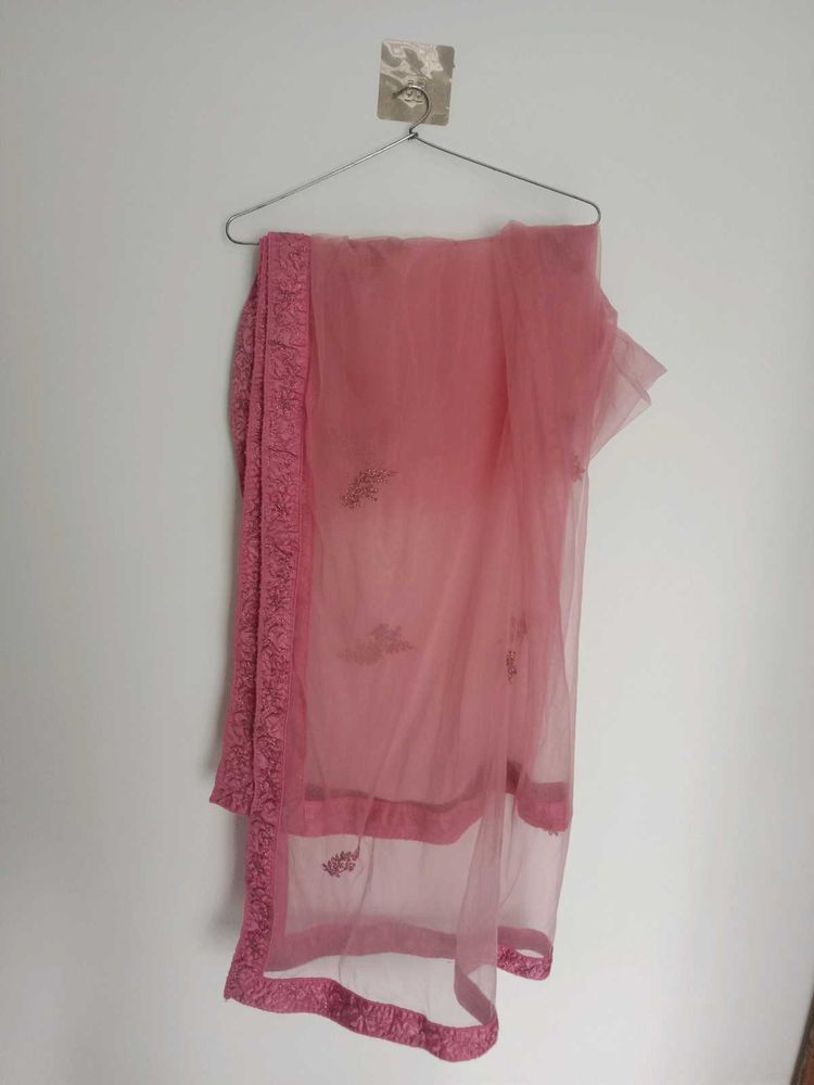 Pink Net Dupatta