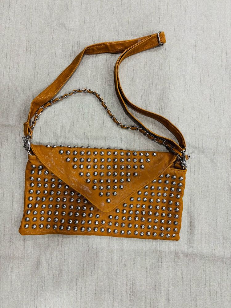 Leather Studded Envelope Bag