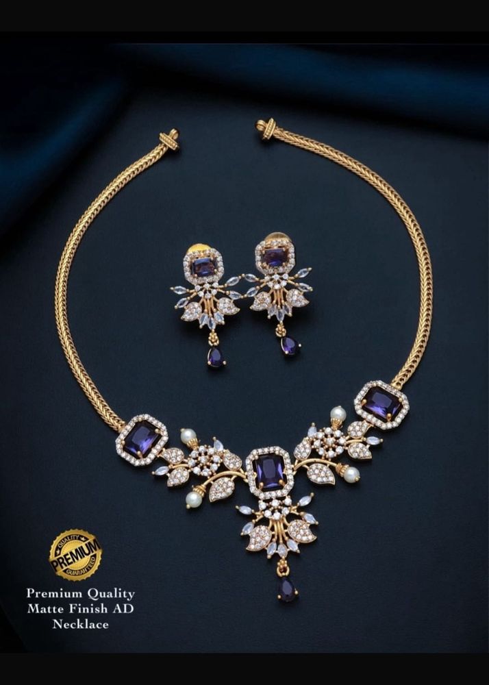 Elegant Purple Stone Necklace Set