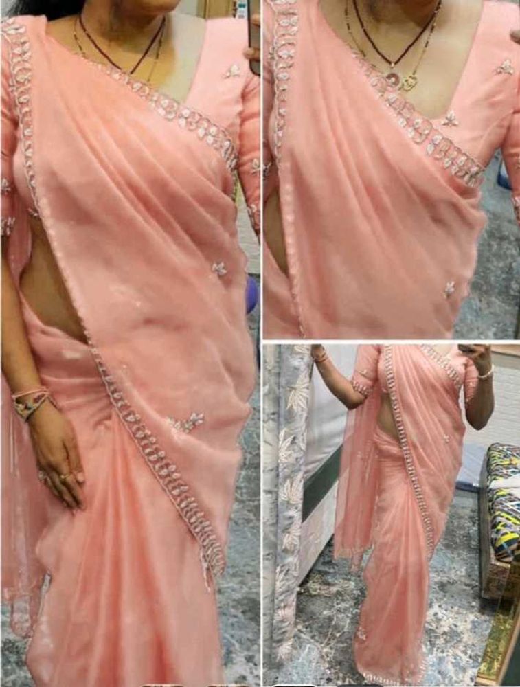 Orgnza Sareee With Blouse