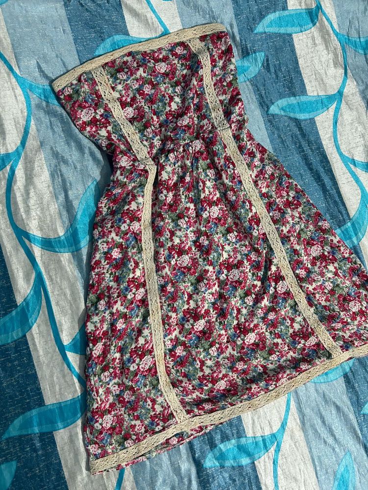 Floral Strapless Mini Dress