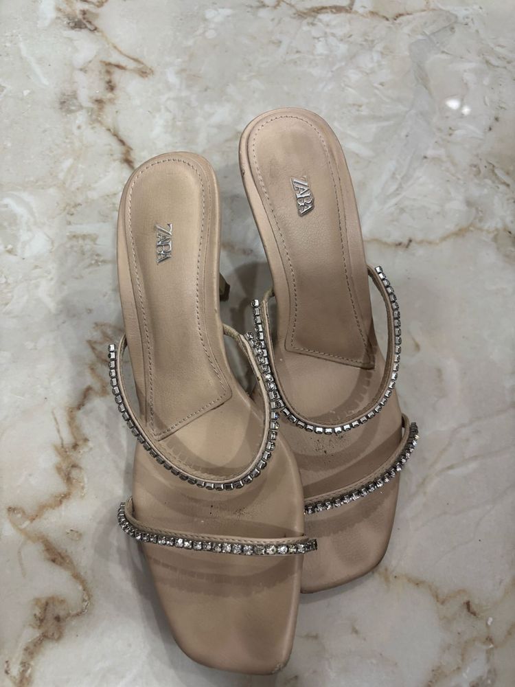 Zara Rhinestone Heeled Sandals