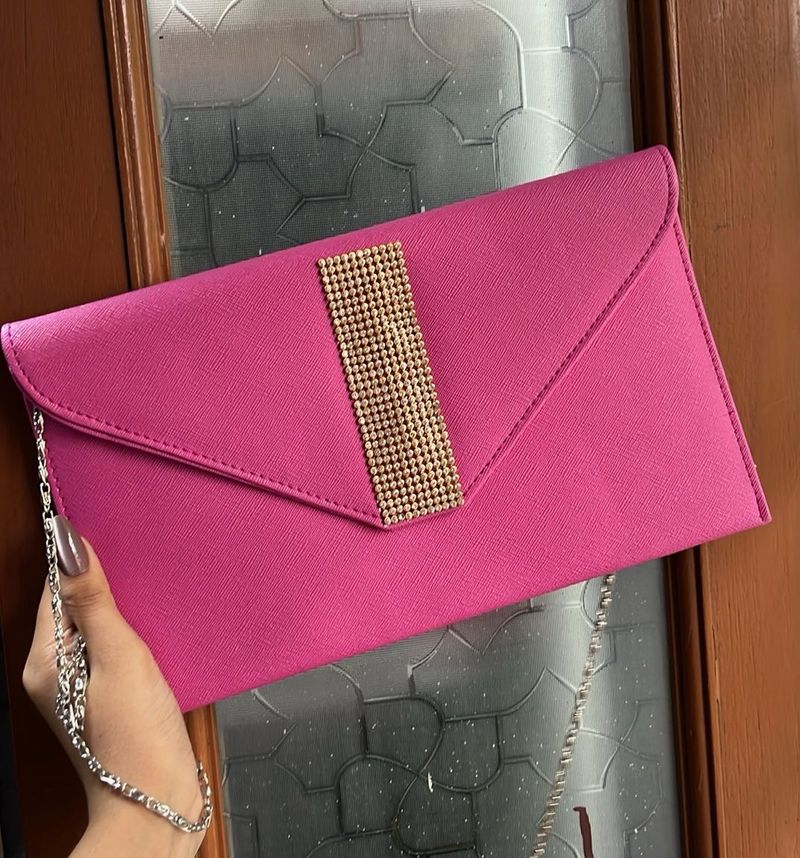Pink Clutch with Chain