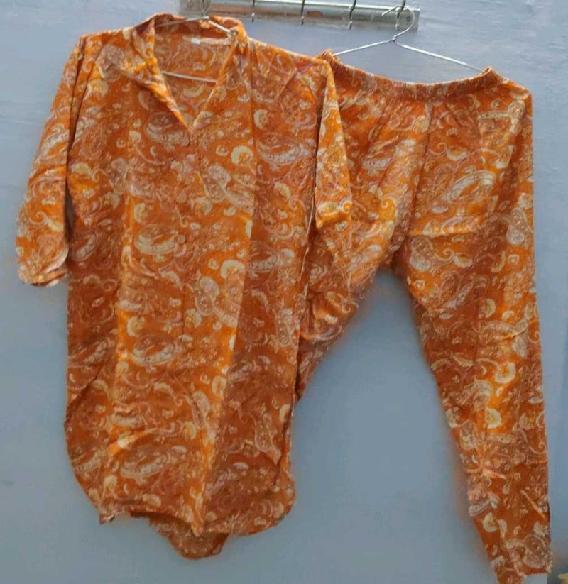 Orange Paisley Pajama Set