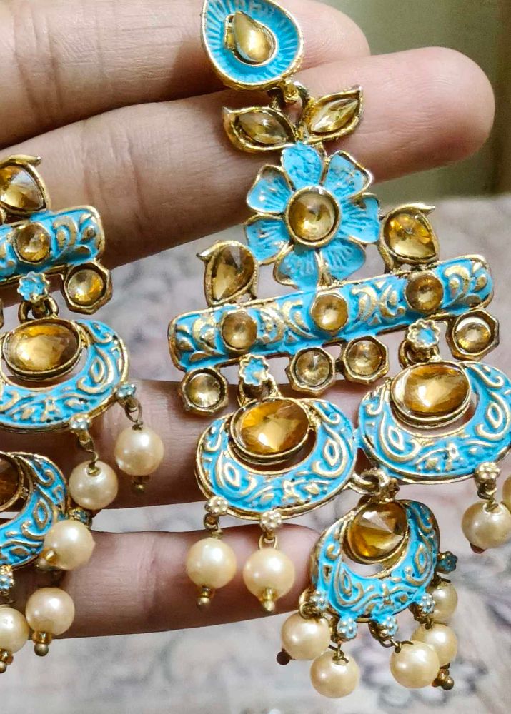 Blue &amp; Gold Earrings