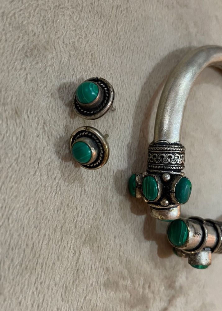 Green Stone german silver Jewelry Set