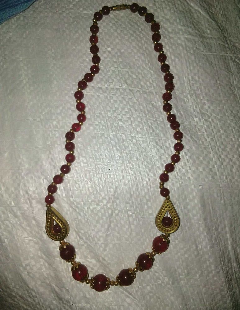 Vintage Red Beaded Necklace