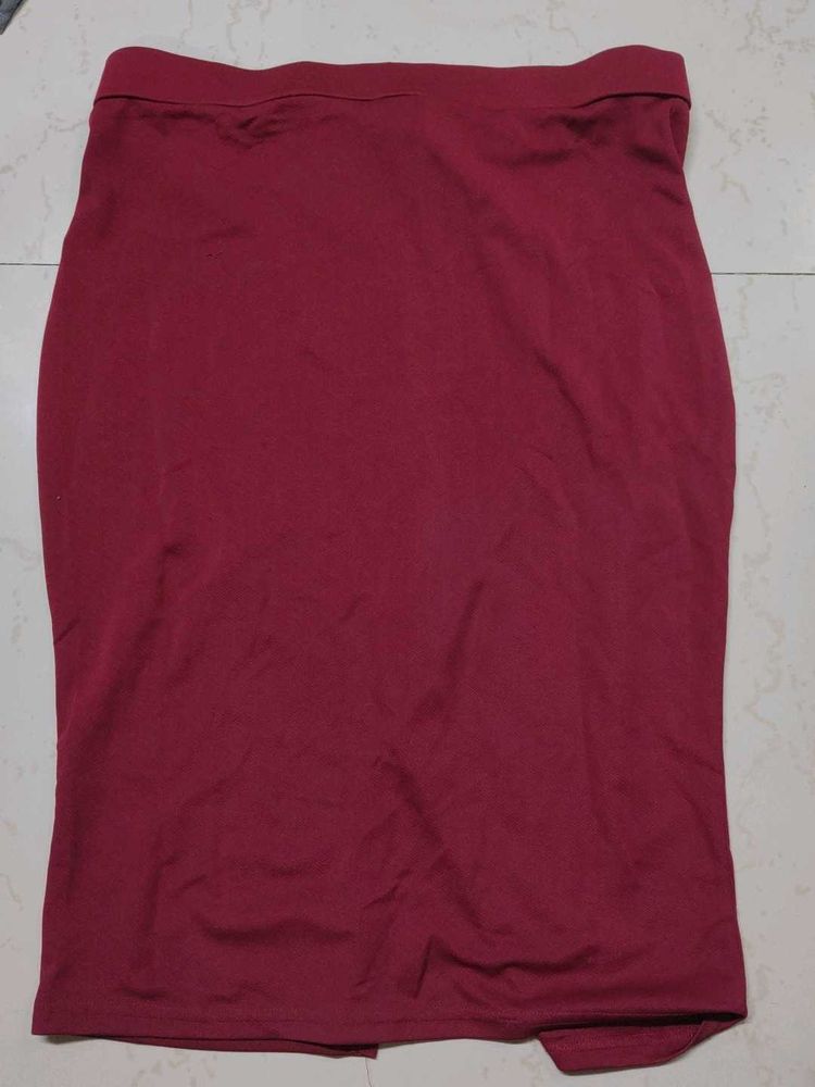 Burgundy Straight Skirt