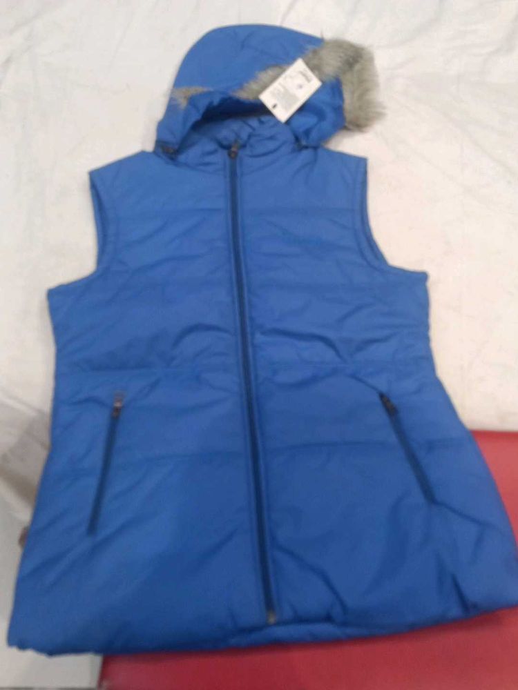 Blue Hooded Puffer Vest l size
