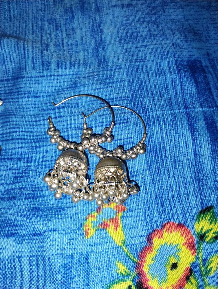 Silver Jhumka Earrings