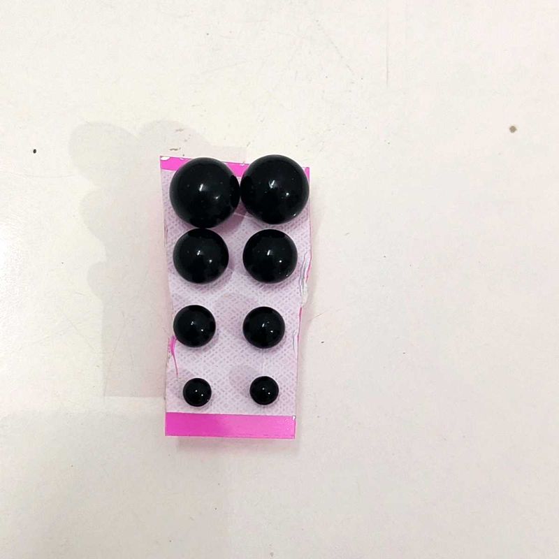 Black Stud Earrings Set