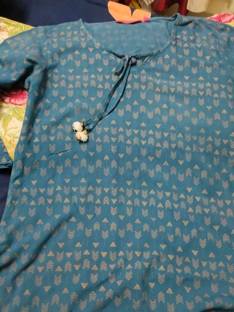 Teal Printed Kurta