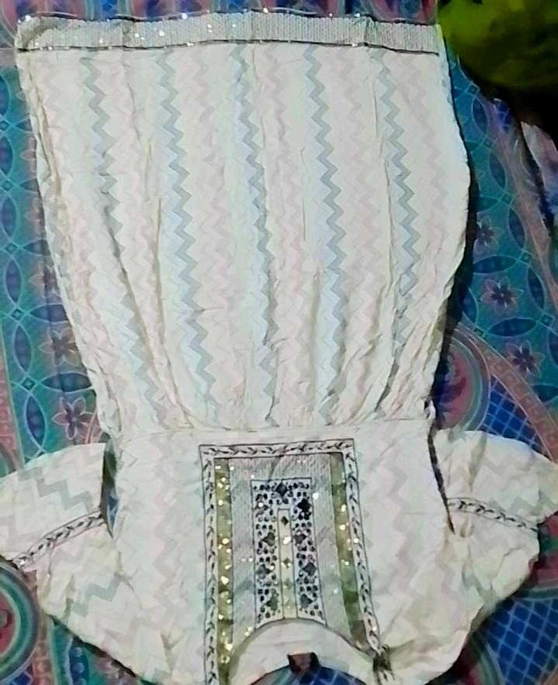 Women anarkali or Kurta white ll formal, party, fe