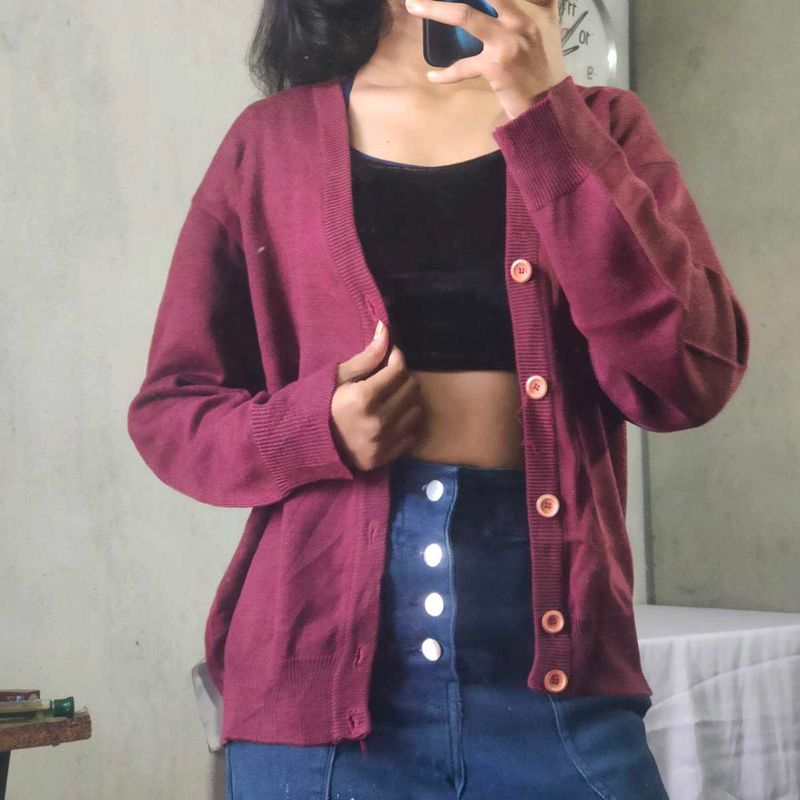 Burgundy Cardigan Sweater