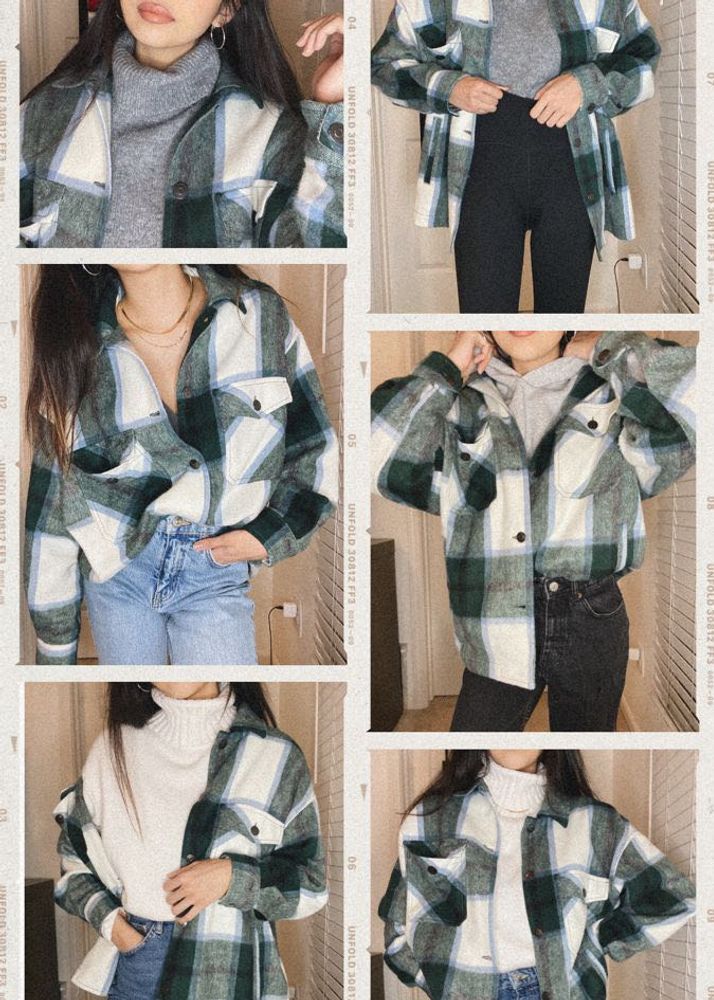 OVERSIZED Pintresty Plaid check flannel shirt