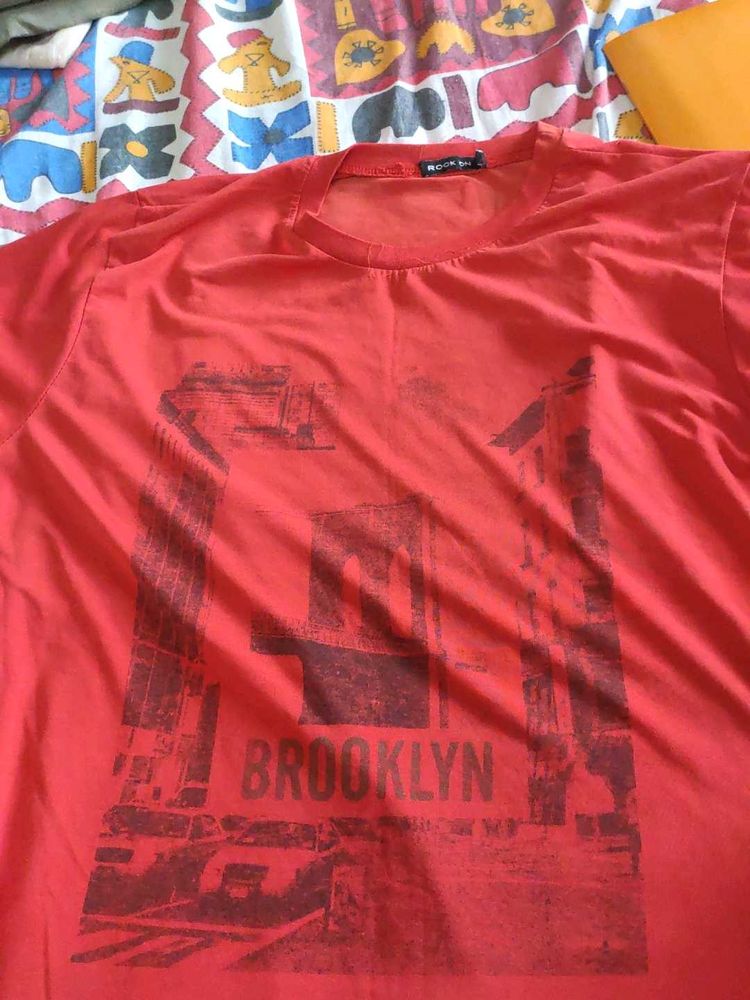 Red 'Brooklyn' Graphic T-Shirt