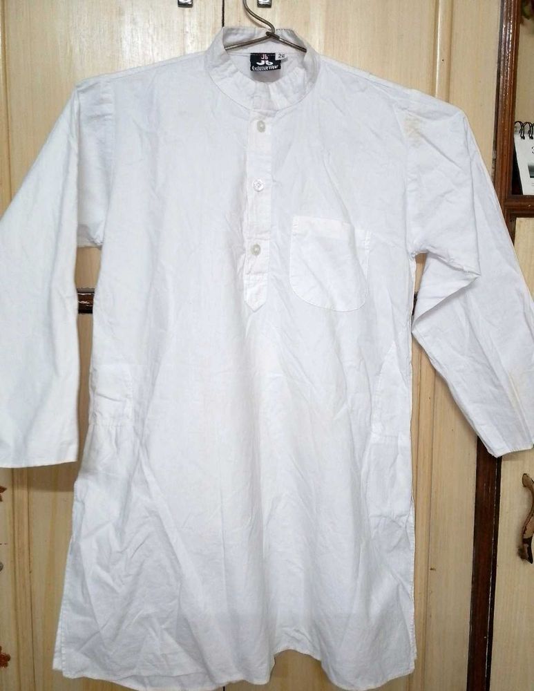 Unisex White cotton kurta