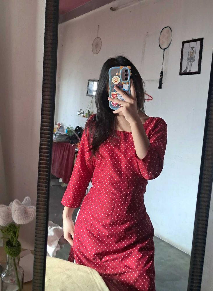 Red Polka Dot Kurta
