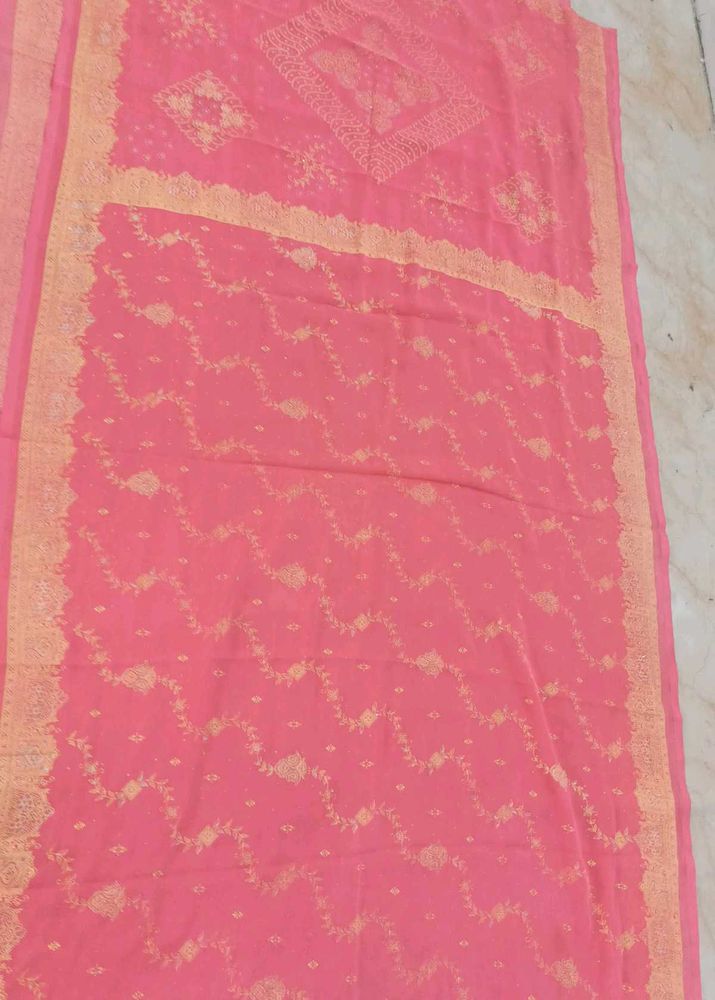 Pink &amp; Gold Printed Fabric