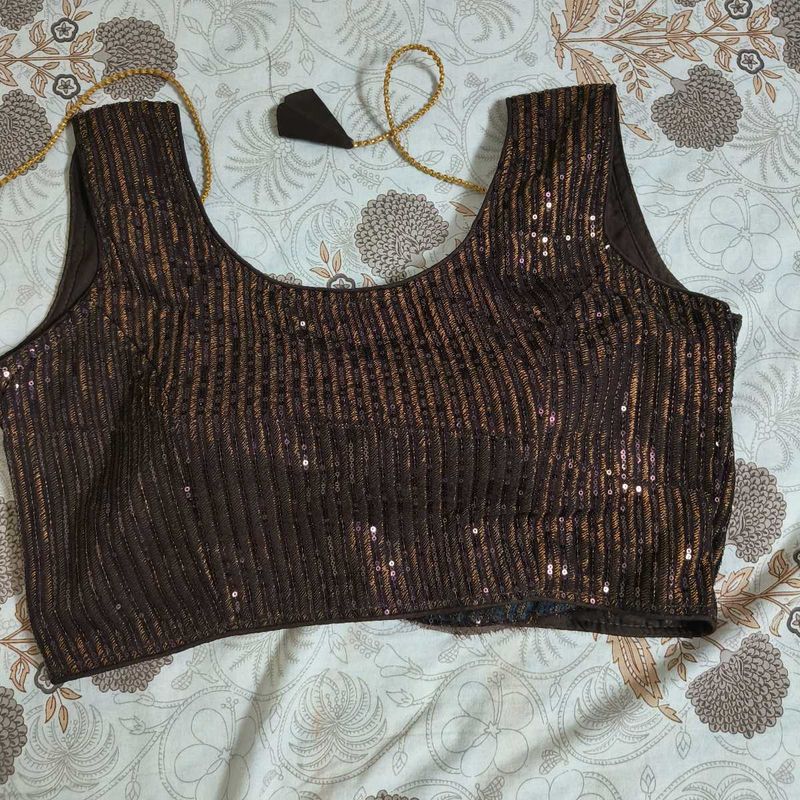 Brown Sequin padded Blouse