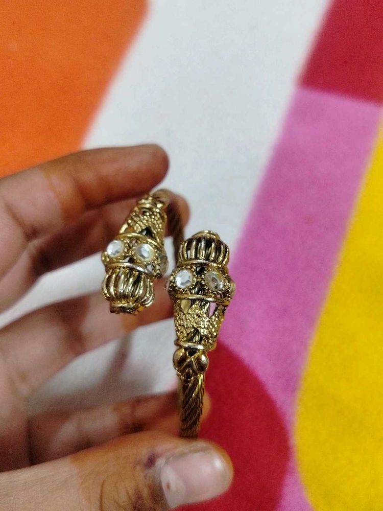 Gold-toned Bangle with Stones