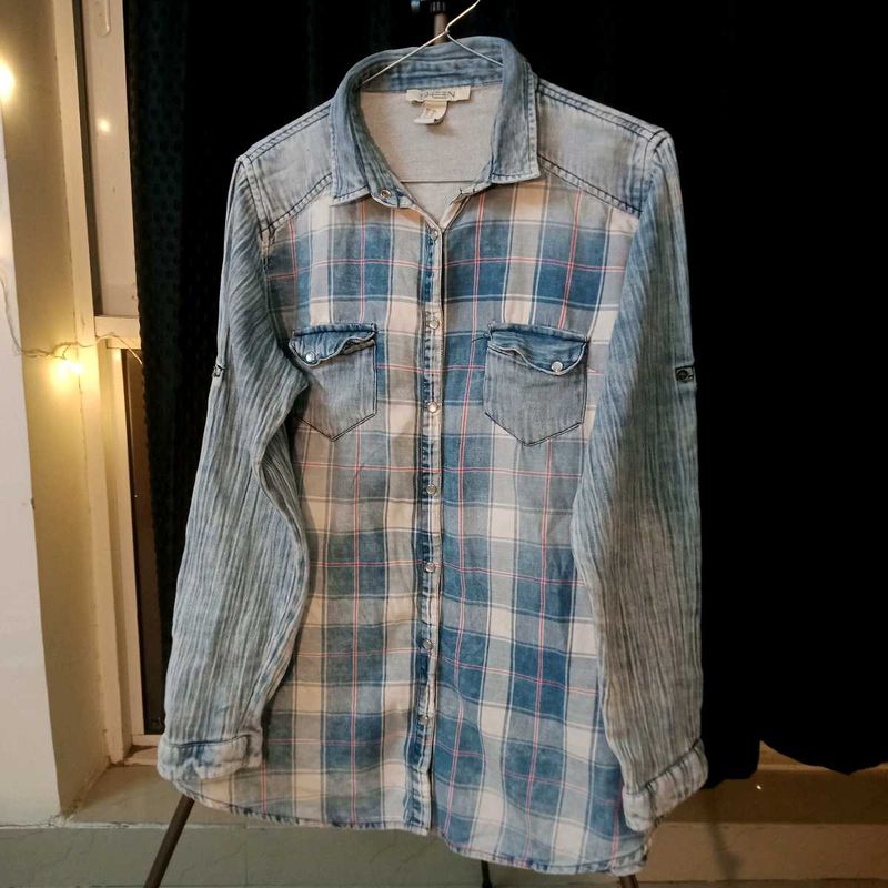 Denim Plaid Shirt (Unisex)