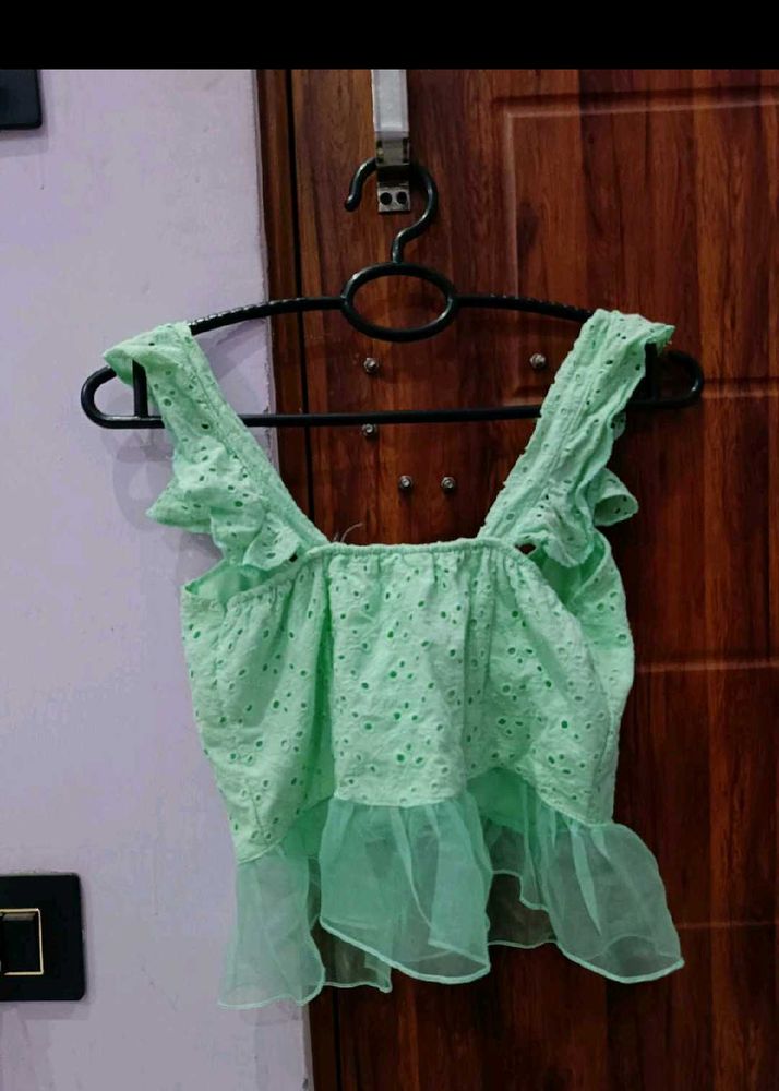 Combo Green And Black Crop Top