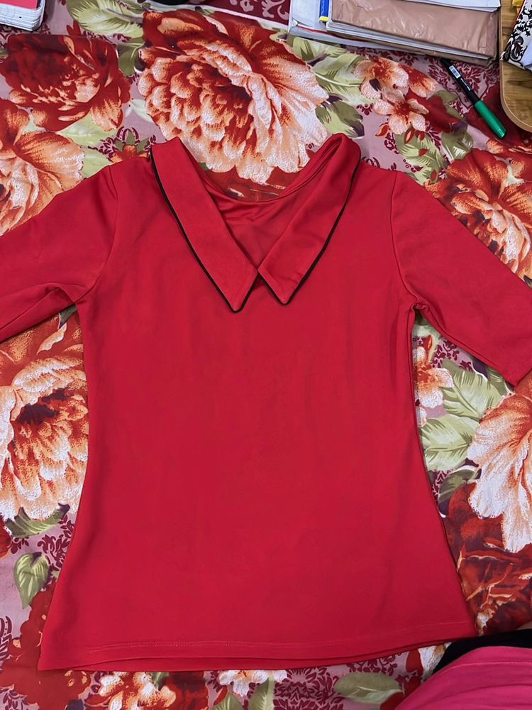 Red Top with Collar