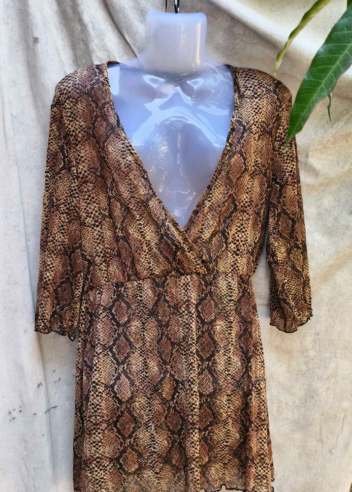 181212 Snakeskin Print Mini Dress