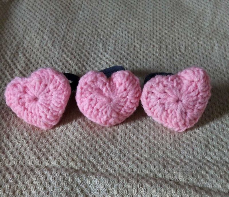 Handmade Baby Pink Crochet Lil Hearts
