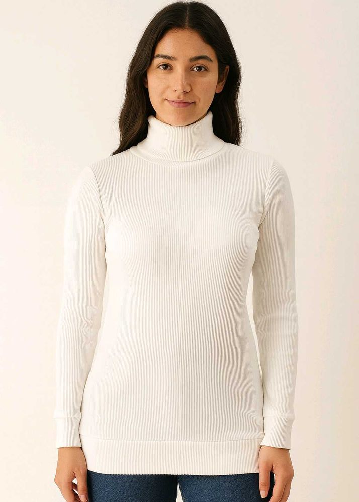 Classic White Turtleneck Top